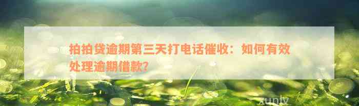 拍拍贷逾期第三天打电话催收：如何有效处理逾期借款？