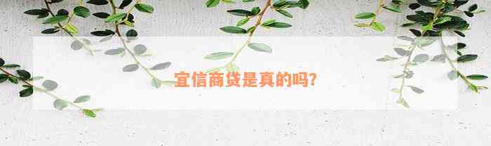 宜信商贷是真的吗？