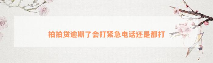 拍拍贷逾期了会打紧急电话还是都打