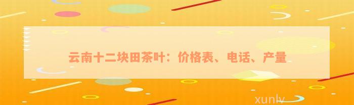 云南十二块田茶叶：价格表、电话、产量