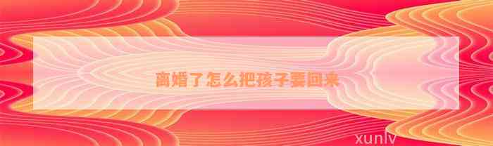 离婚了怎么把孩子要回来