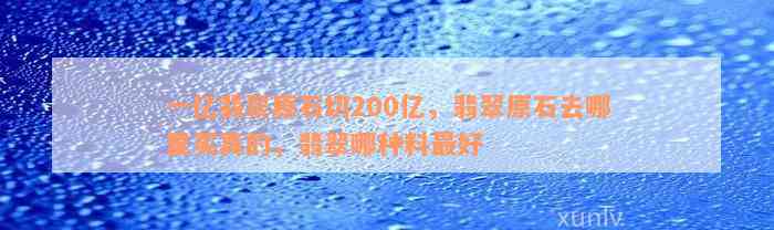 一亿翡翠原石切200亿，翡翠原石去哪里买真的，翡翠哪种料最好