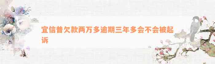 宜信普欠款两万多逾期三年多会不会被起诉