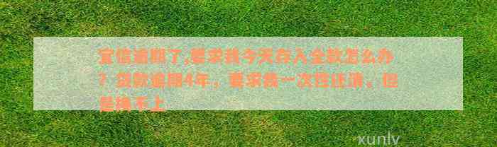 宜信逾期了,要求我今天存入全款怎么办？贷款逾期4年，要求我一次性还清，但是换不上