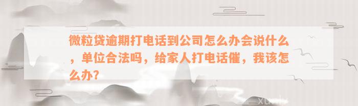 微粒贷逾期打电话到公司怎么办会说什么，单位合法吗，给家人打电话催，我该怎么办？