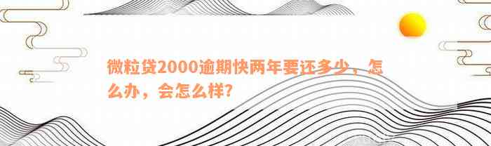 微粒贷2000逾期快两年要还多少，怎么办，会怎么样？