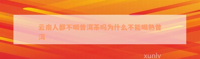 云南人都不喝普洱茶吗为什么不能喝熟普洱