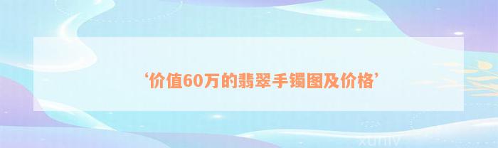 ‘价值60万的翡翠手镯图及价格’