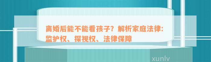 离婚后能不能看孩子？解析家庭法律: 监护权、探视权、法律保障