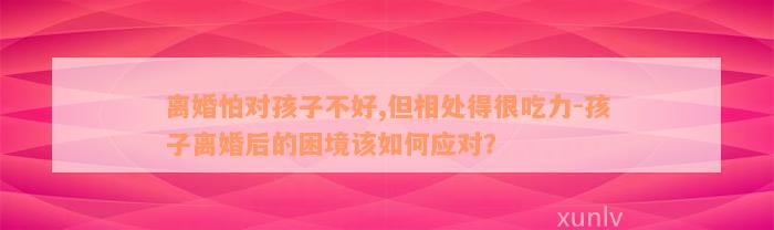 离婚怕对孩子不好,但相处得很吃力-孩子离婚后的困境该如何应对？