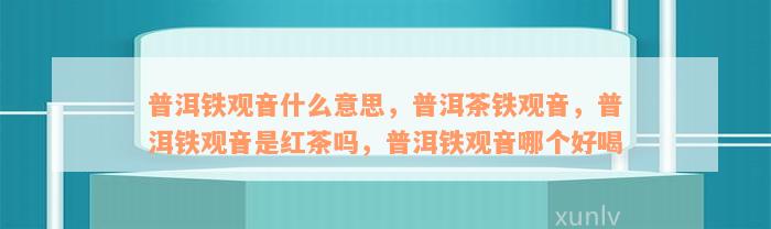 普洱铁观音什么意思，普洱茶铁观音，普洱铁观音是红茶吗，普洱铁观音哪个好喝