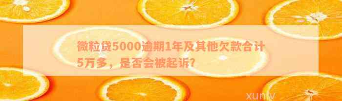 微粒贷5000逾期1年及其他欠款合计5万多，是否会被起诉？