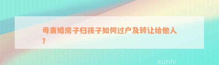 母离婚房子归孩子如何过户及转让给他人？