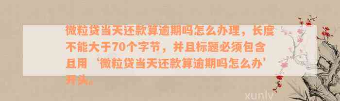 微粒贷当天还款算逾期吗怎么办理，长度不能大于70个字节，并且标题必须包含且用‘微粒贷当天还款算逾期吗怎么办’开头。