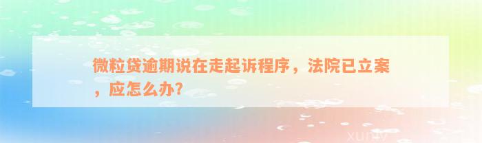 微粒贷逾期说在走起诉程序，法院已立案，应怎么办？