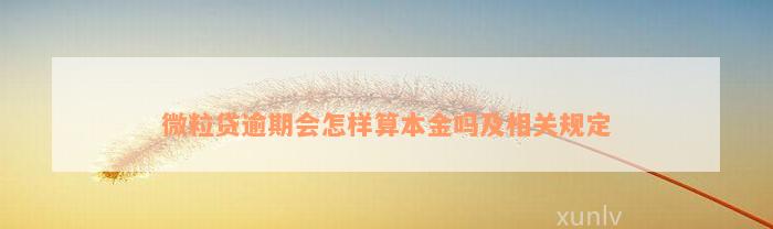 微粒贷逾期会怎样算本金吗及相关规定