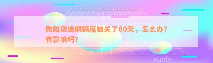 微粒贷逾期额度被关了60天，怎么办？有影响吗？