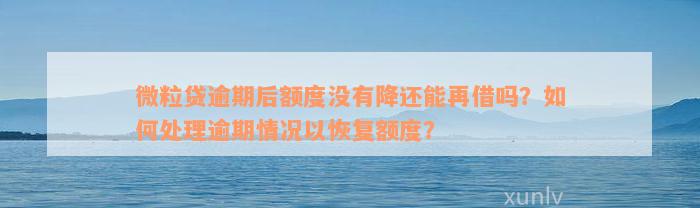 微粒贷逾期后额度没有降还能再借吗？如何处理逾期情况以恢复额度？