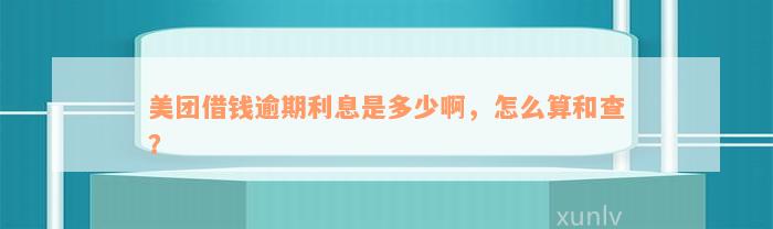 美团借钱逾期利息是多少啊，怎么算和查？