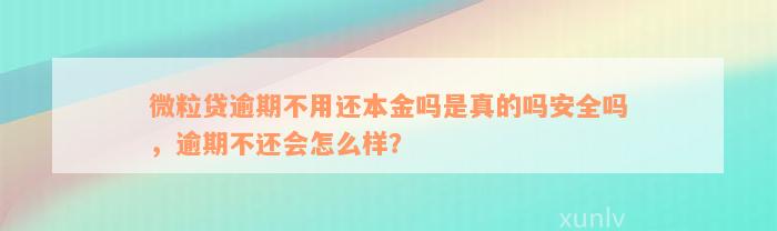 微粒贷逾期不用还本金吗是真的吗安全吗，逾期不还会怎么样？