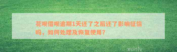 花呗借呗逾期1天还了之后还了影响征信吗，如何处理及恢复使用？