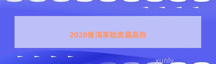 2020普洱茶拍卖最高价