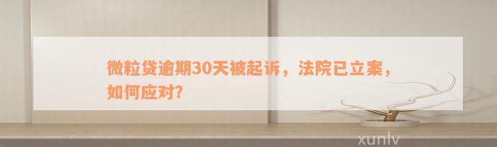 微粒贷逾期30天被起诉，法院已立案，如何应对？