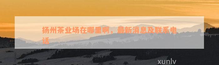 扬州茶业场在哪里啊，最新消息及联系电话