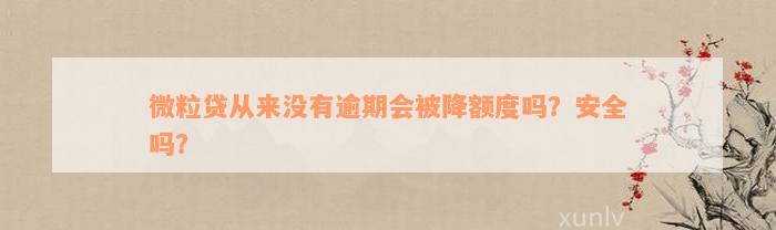 微粒贷从来没有逾期会被降额度吗？安全吗？