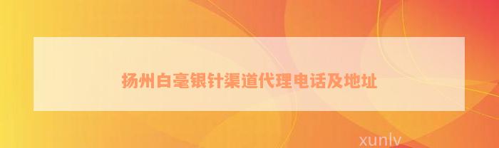 扬州白毫银针渠道代理电话及地址