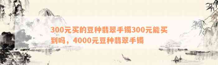 300元买的豆种翡翠手镯300元能买到吗，4000元豆种翡翠手镯