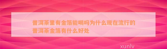 普洱茶里有金箔能喝吗为什么现在流行的普洱茶金箔有什么好处