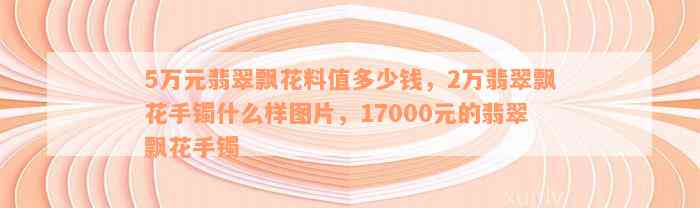 5万元翡翠飘花料值多少钱，2万翡翠飘花手镯什么样图片，17000元的翡翠飘花手镯