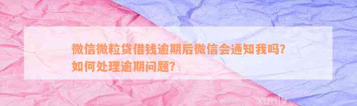 微信微粒贷借钱逾期后微信会通知我吗？如何处理逾期问题？