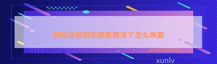 微粒贷逾期后额度取消了怎么恢复