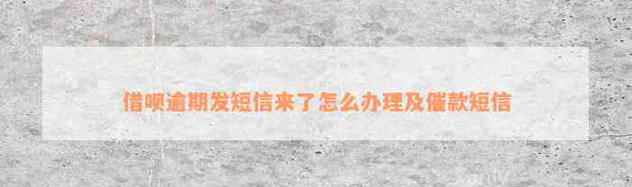 借呗逾期发短信来了怎么办理及催款短信