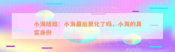 小海结局：小海最后黑化了吗，小海的真实身份