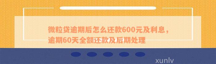 微粒贷逾期后怎么还款600元及利息，逾期60天全额还款及后期处理