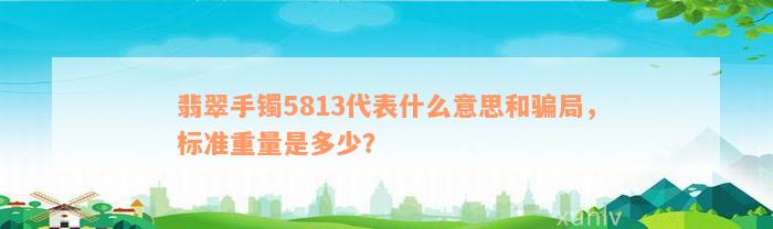 翡翠手镯5813代表什么意思和骗局，标准重量是多少？