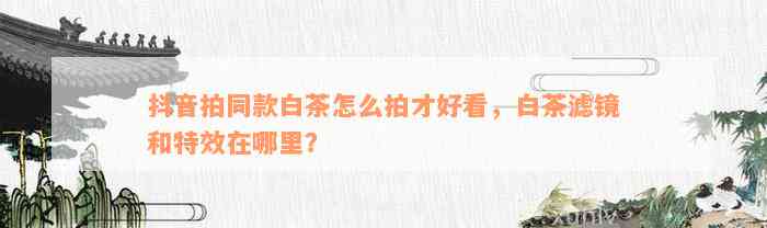 抖音拍同款白茶怎么拍才好看，白茶滤镜和特效在哪里？