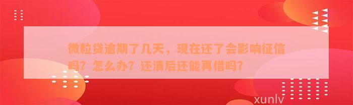 微粒贷逾期了几天，现在还了会影响征信吗？怎么办？还清后还能再借吗？