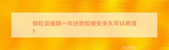 微粒贷逾期一年还款后被关多久可以再借？