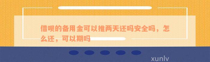 借呗的备用金可以推两天还吗安全吗，怎么还，可以期吗