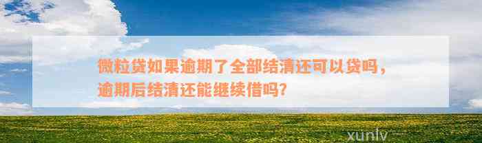 微粒贷如果逾期了全部结清还可以贷吗，逾期后结清还能继续借吗？