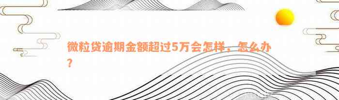 微粒贷逾期金额超过5万会怎样，怎么办？