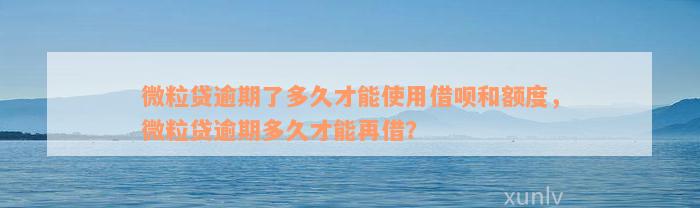 微粒贷逾期了多久才能使用借呗和额度，微粒贷逾期多久才能再借？