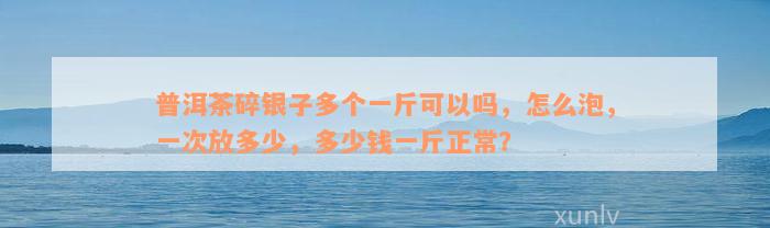 普洱茶碎银子多个一斤可以吗，怎么泡，一次放多少，多少钱一斤正常？