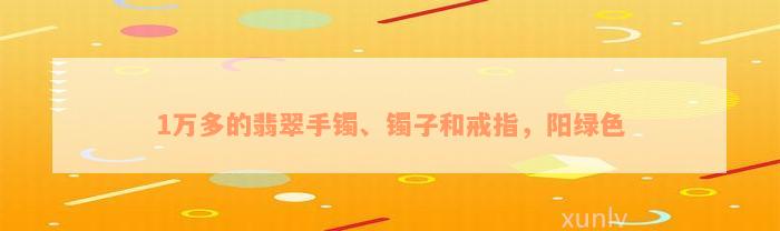 1万多的翡翠手镯、镯子和戒指，阳绿色