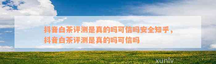 抖音白茶评测是真的吗可信吗安全知乎，抖音白茶评测是真的吗可信吗