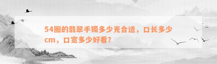 54圈的翡翠手镯多少克合适，口长多少cm，口宽多少好看？